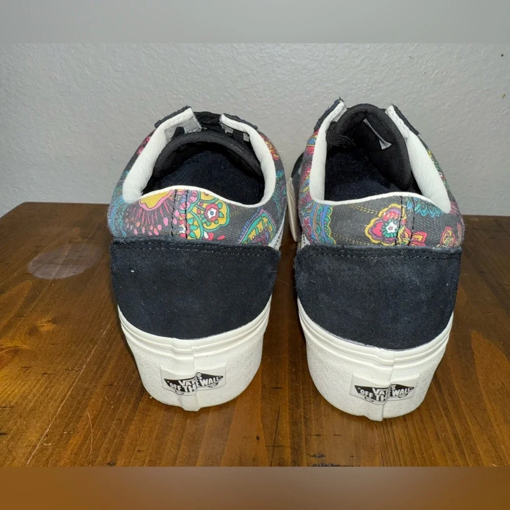 Vans Old‎ Skool Paisley Floral Skate Shoes Black Y2K Streetwear 90s-Size 10.5